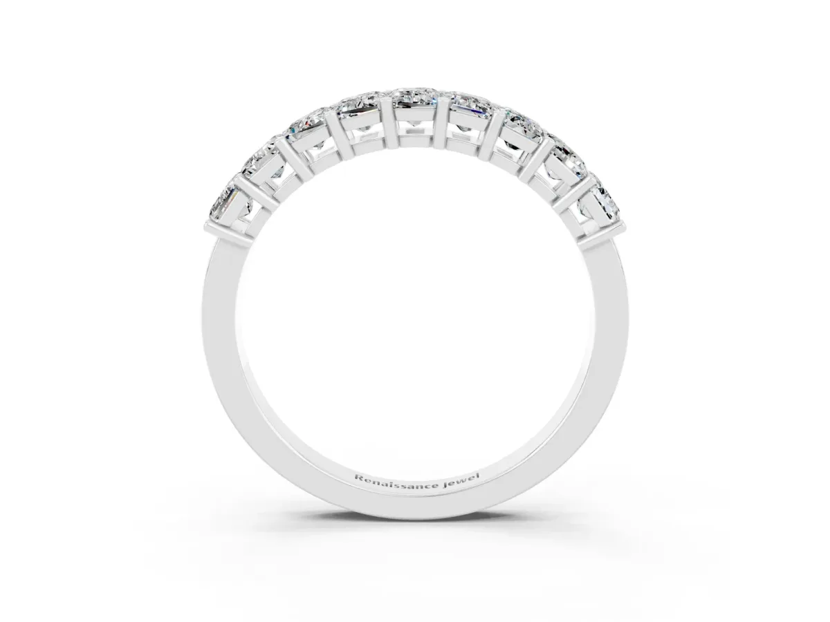 Emerald Cut Moissanite Prong-Set Eternity Band White gold