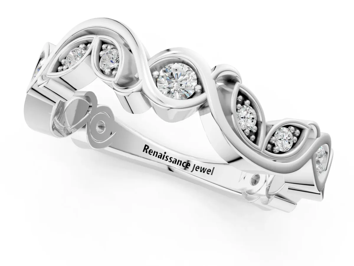 Marquise and Round Diamond Infinity Eternity Band with Bezel Setting Silver