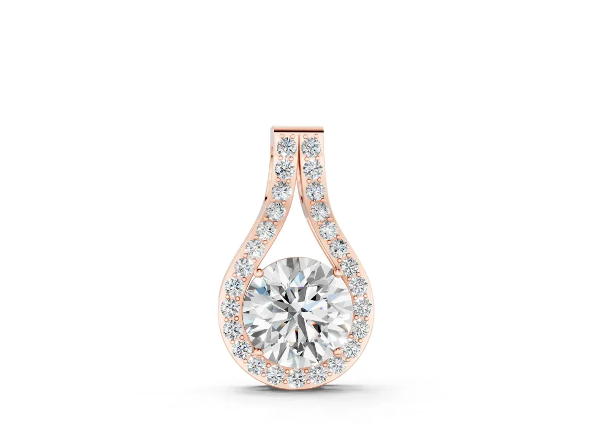 Round Halo Prong-Set Pendant Rose gold