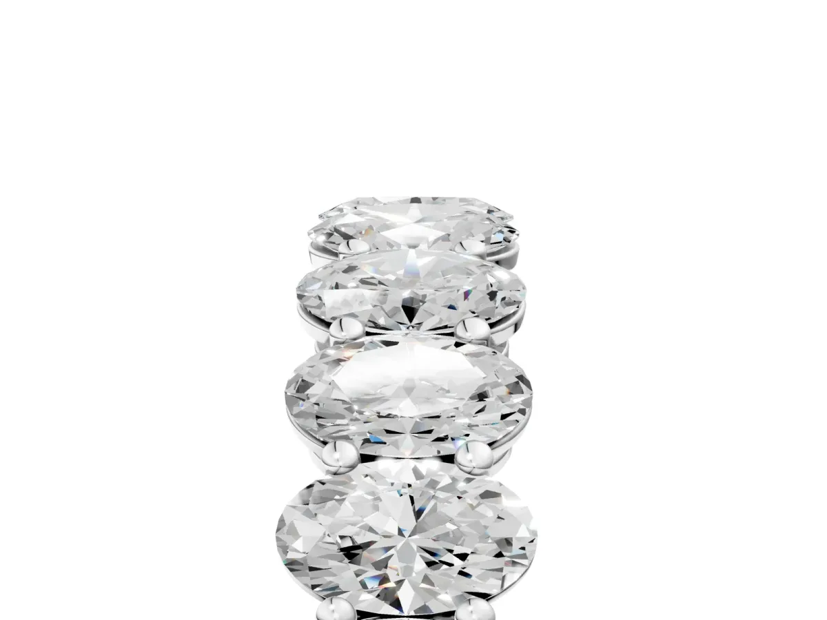 Oval Diamond Prong-Set Eternity Band Silver