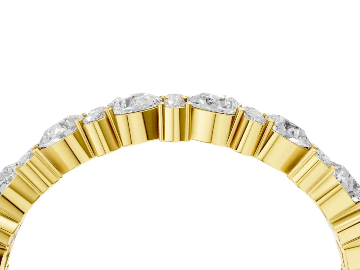 Pear and Round Diamond Wedding Band Yellow gold