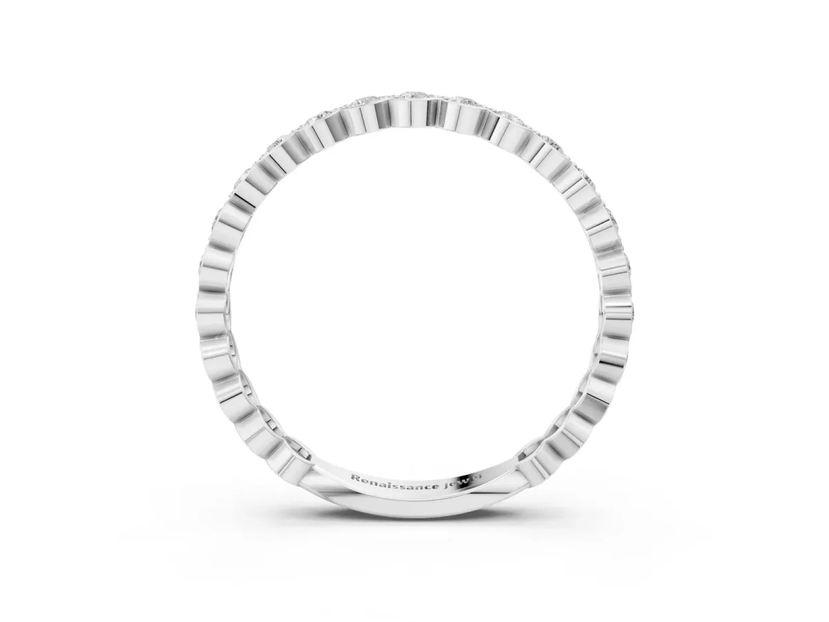 Round Diamond Bezel Set Eternity Band Silver