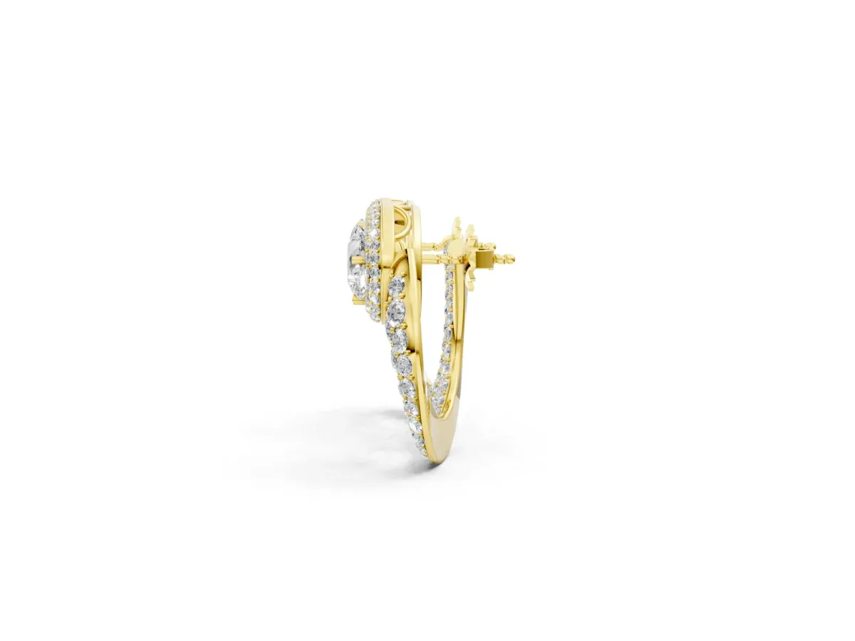 Pear Diamond Open Teardrop Stud Earrings Yellow gold