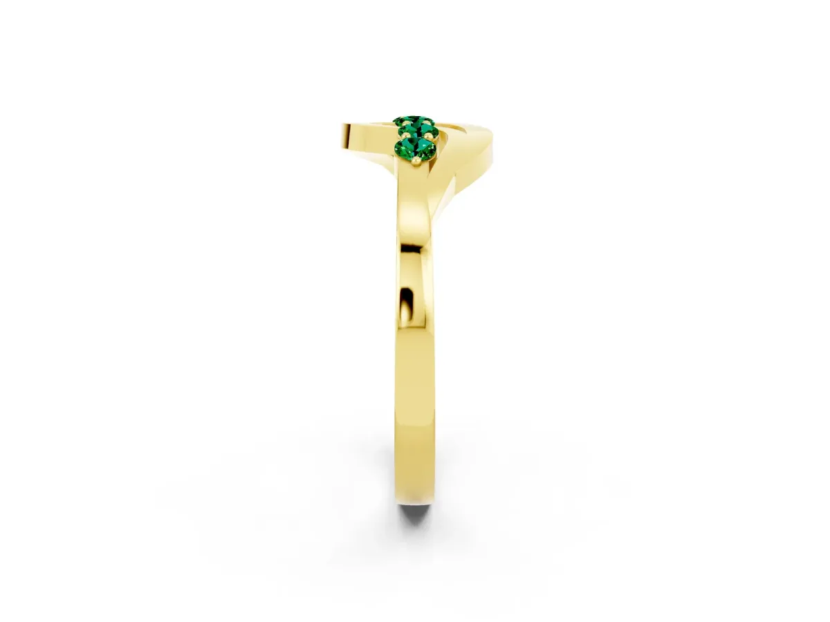 Five-Stone Round Emerald Crossover Band with Prong Setting Yellow gold