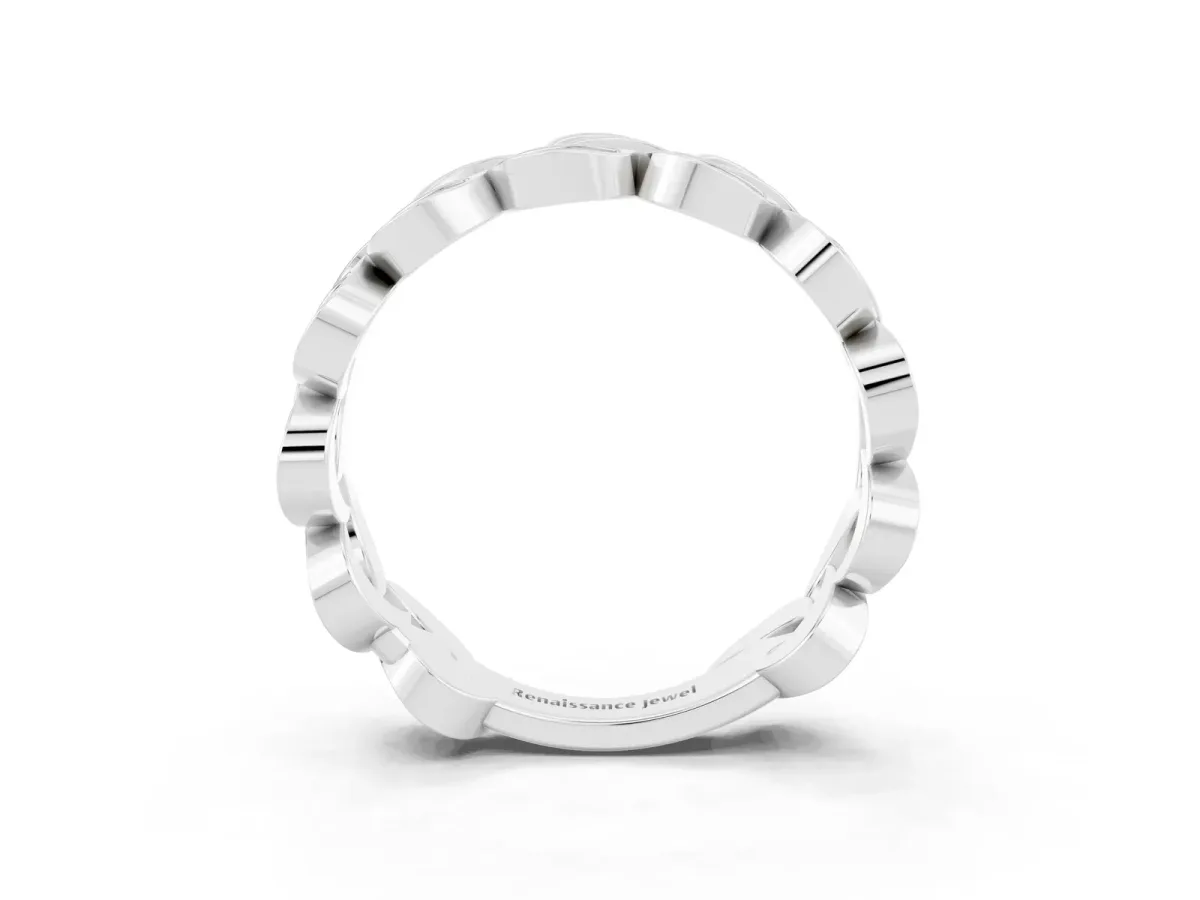 Pavé Round Yellow Sapphire Interlocking Eternity Band with Bezel Prong Setting Silver