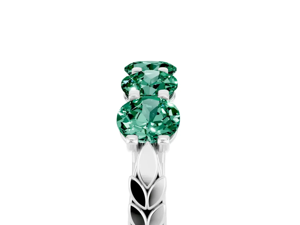 Five-Stone Round Green Sapphire Prong-Set Band Silver