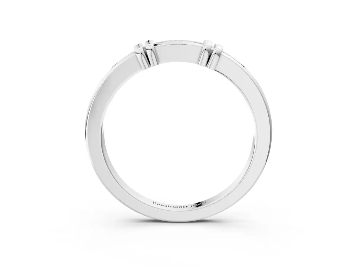 Channel Set Round Diamond Half-Eternity Band with Bar Prong Setting Silver