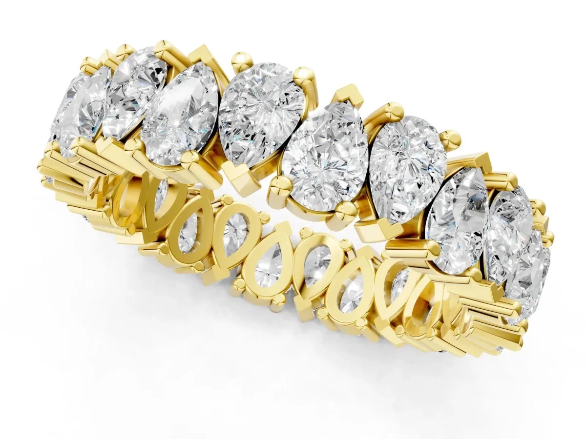 Pear Diamond Shared Prong Eternity Band Yellow gold