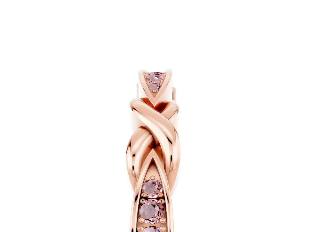 Twisted Marquise Morganite Pavé Band with Shared Prong Setting Rose gold