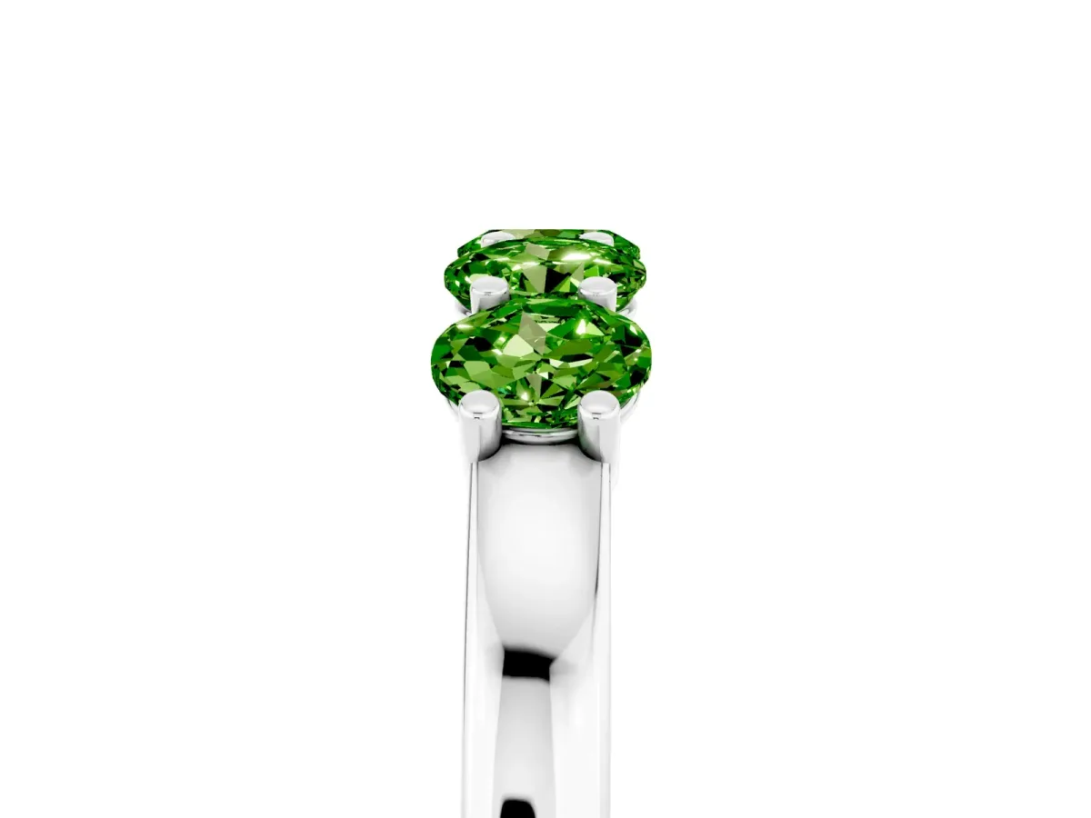 Four-Stone Round Peridot Prong-Set Band Platinum