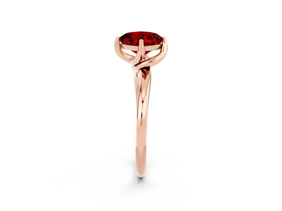 Cushion Cut Ruby Solitaire Engagement Ring with Four-Prong Setting and Classic Band Rose gold