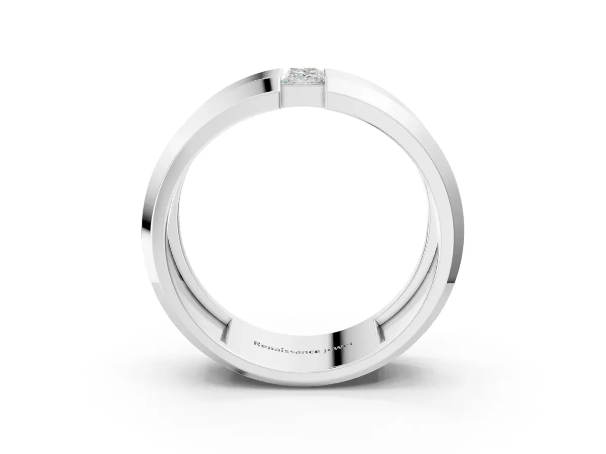 Princess Diamond Two-Stone Mens Band Platinum