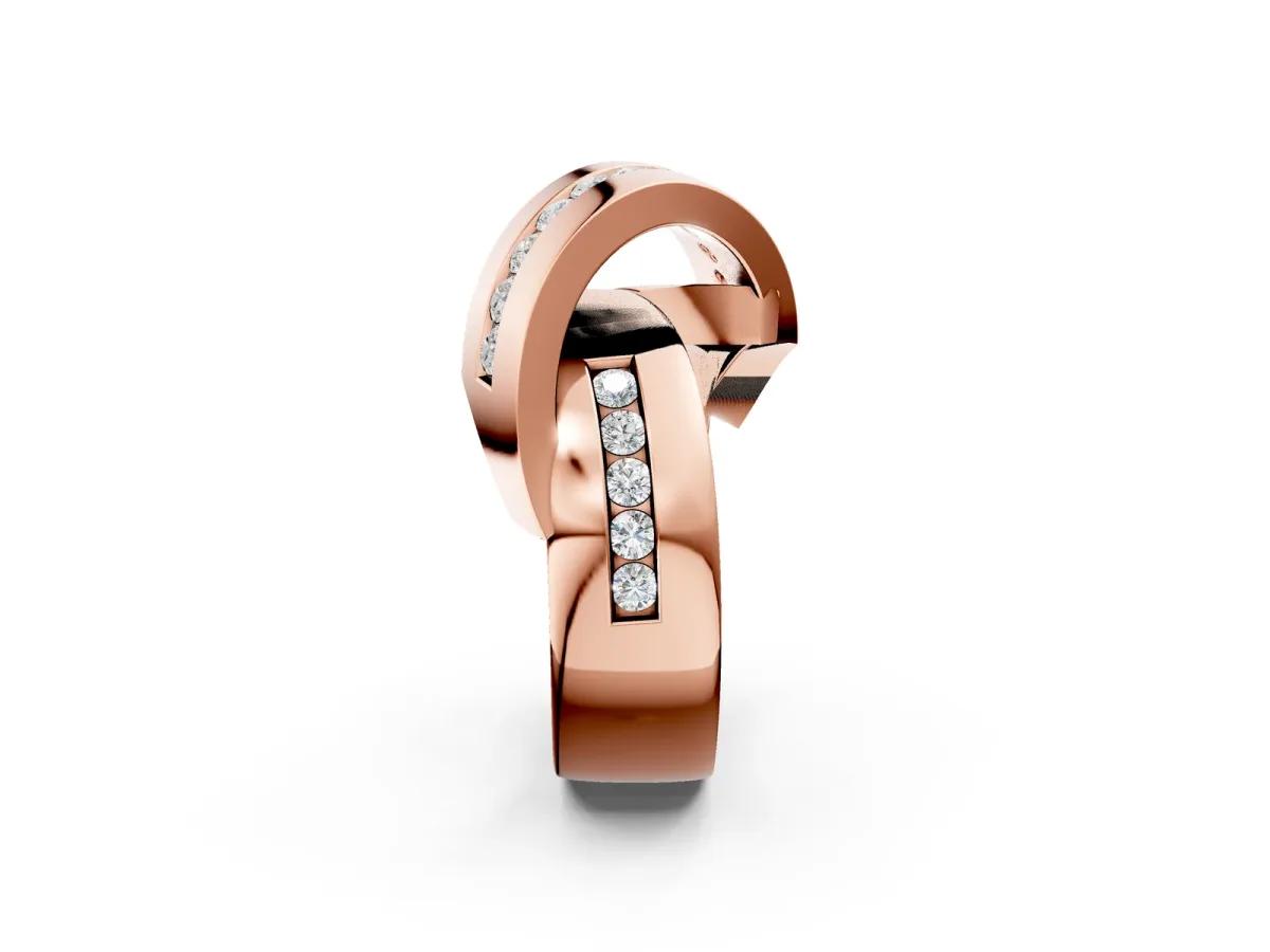 Pavé Round Diamond Crossover Band with Channel Setting Rose gold