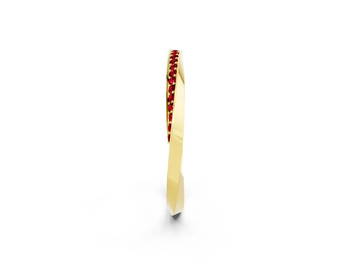 Pavé Round Ruby Twist Band Yellow gold