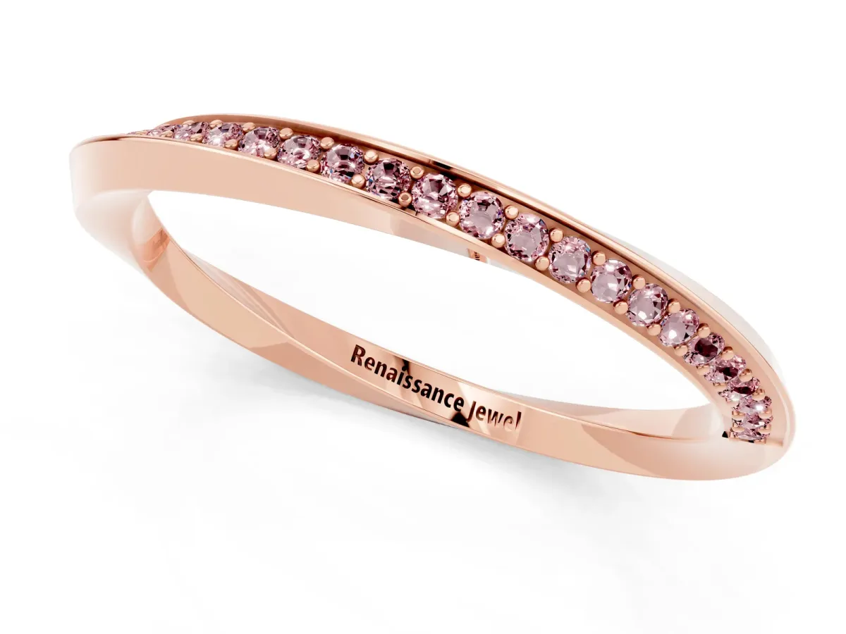 Pavé Round Morganite Twist Band Rose gold