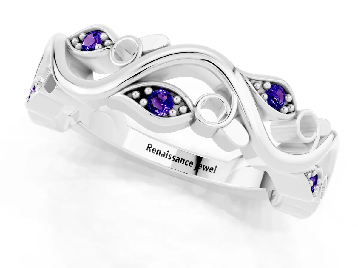 Marquise Tanzanite Vine Eternity Band with Bezel Setting Silver