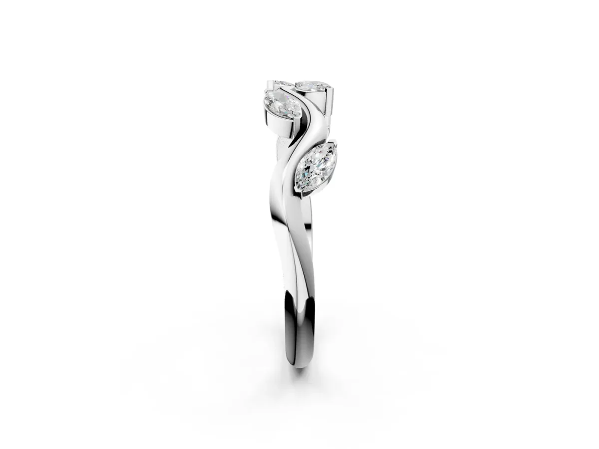Marquise Diamond Twisted Band with Prong Setting Silver