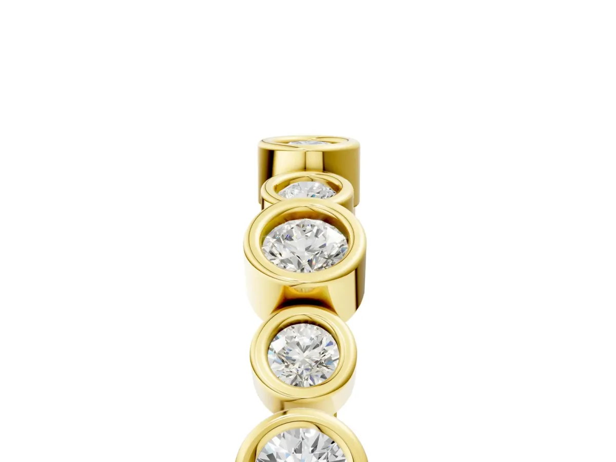 Bezel Set Round Diamond Half Eternity Band Yellow gold