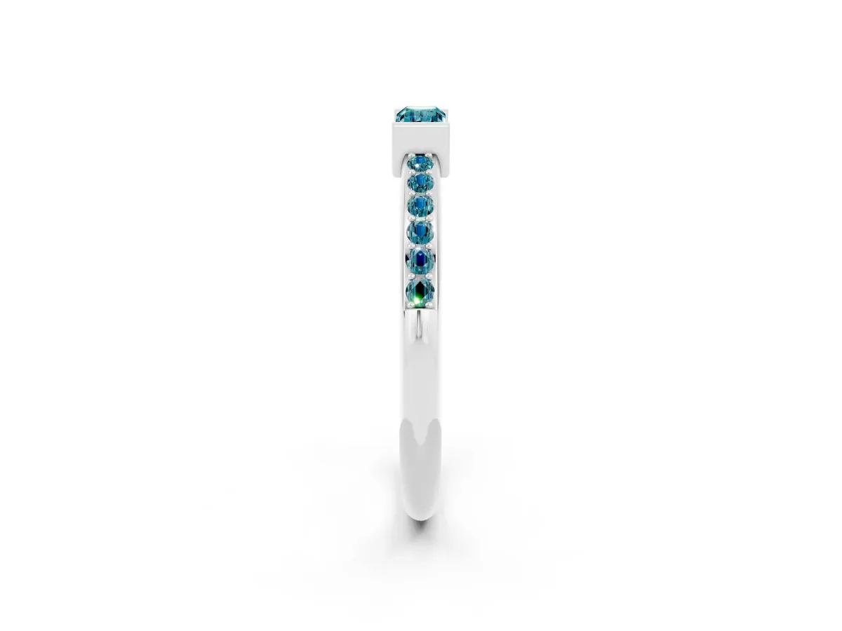 Baguette Blue Topaz Pavé Band with Bar Setting Platinum
