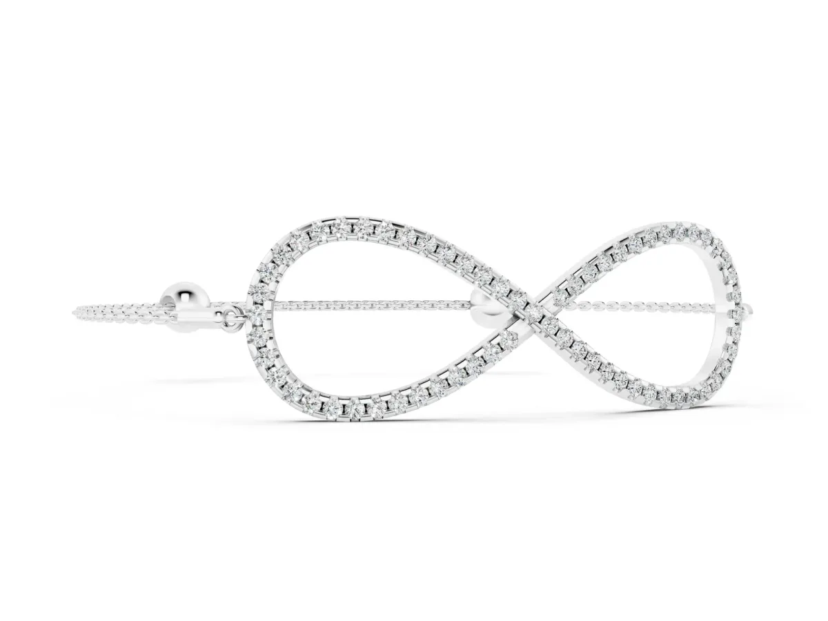 Pavé Round Diamond Infinity Chain Bracelet with Bezel Setting Silver