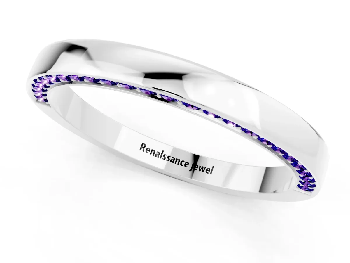 Pavé Round Tanzanite Channel Set Band White gold