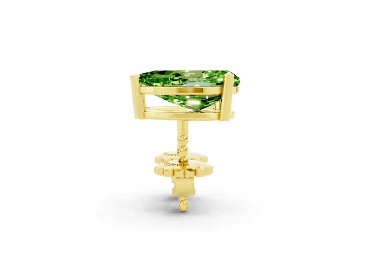 Pear Cut Peridot Stud Earrings Yellow gold