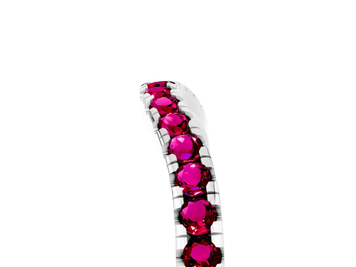 Garnet Pavé Curved Wedding Band Platinum