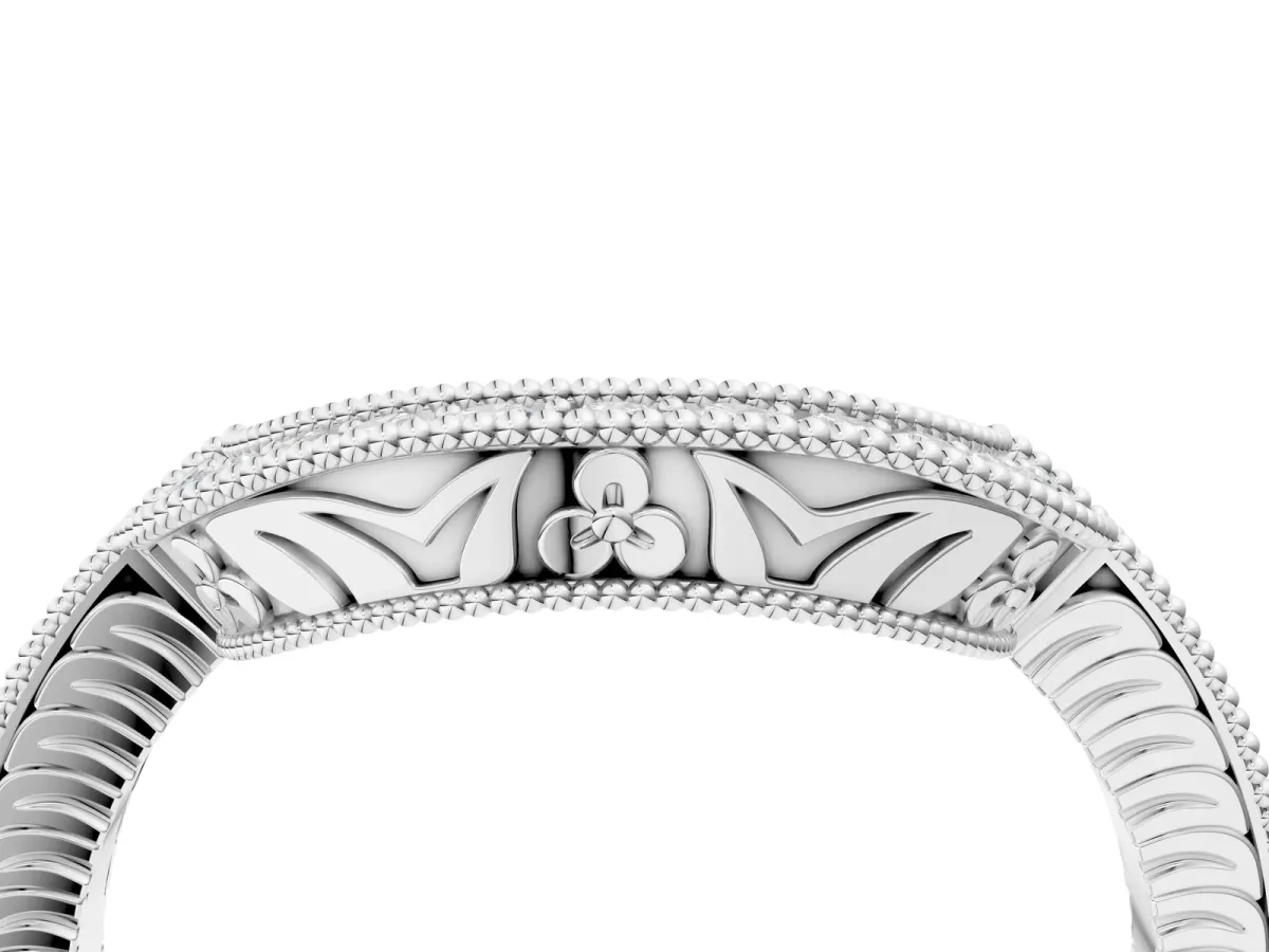 Channel Set Round Diamond Chevron Band Platinum