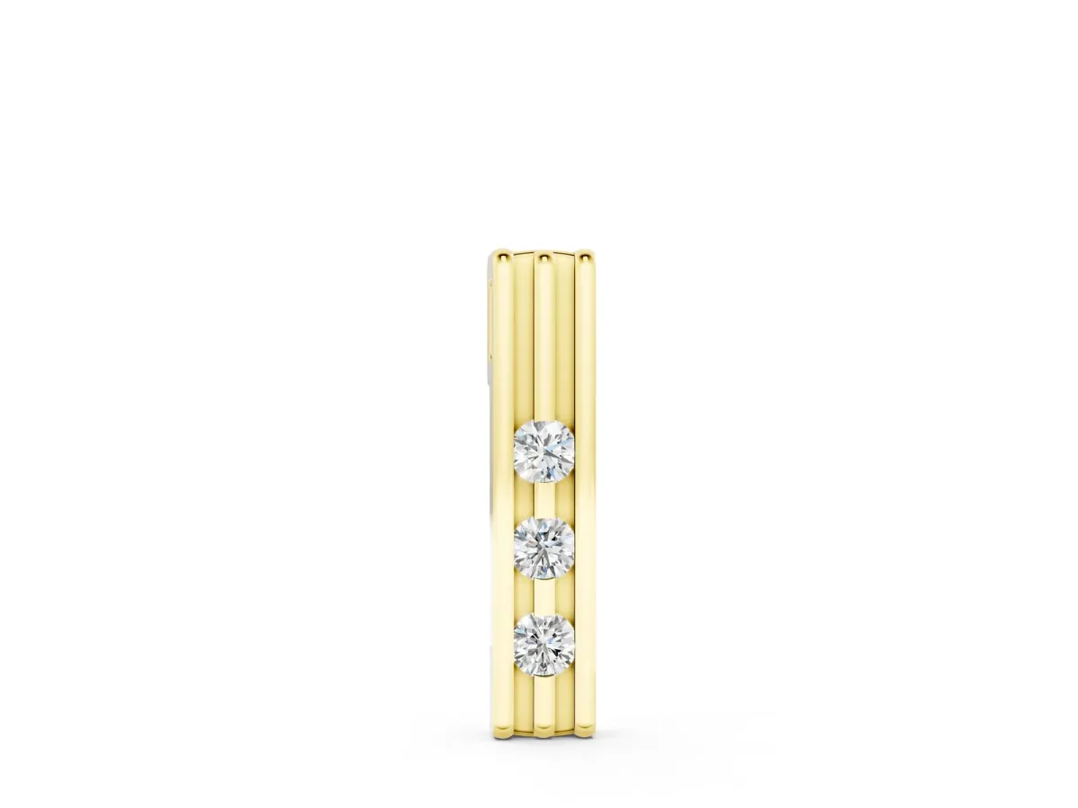 Three-Stone Round Channel Set Pendant Yellow gold