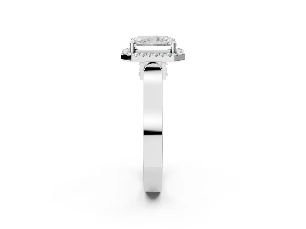 Radiant Cut Halo Pave Split Shank Prong Setting Ring Platinum
