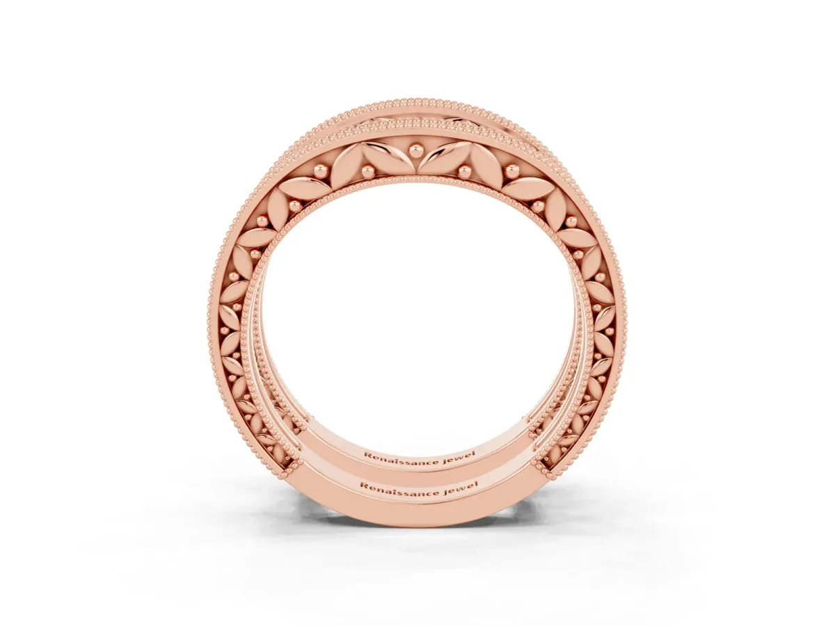 Round Peridot Milgrain Eternity Band with Channel Setting Rose gold