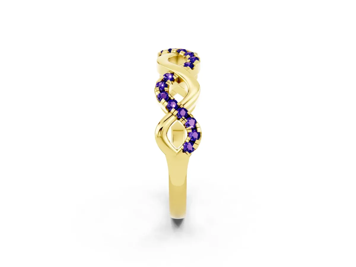 Twist Infinity Round Tanzanite Band with Pavé Setting Yellow gold