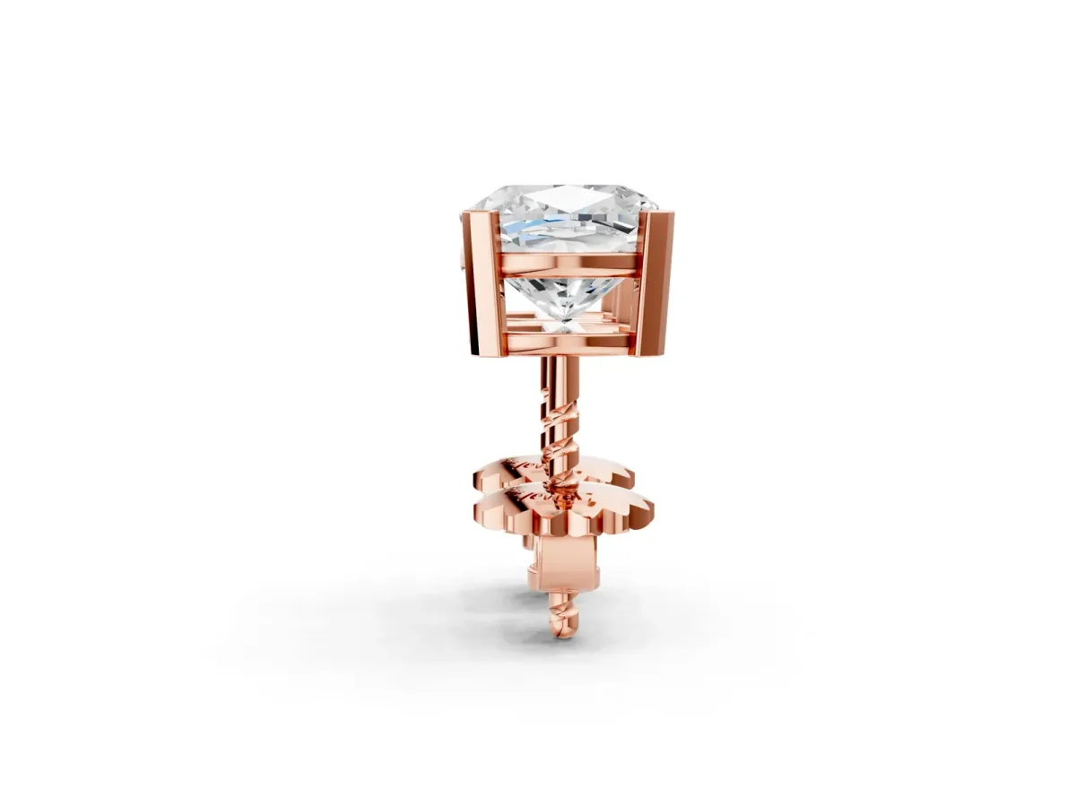 Cushion Cut Diamond Stud Earrings Rose gold