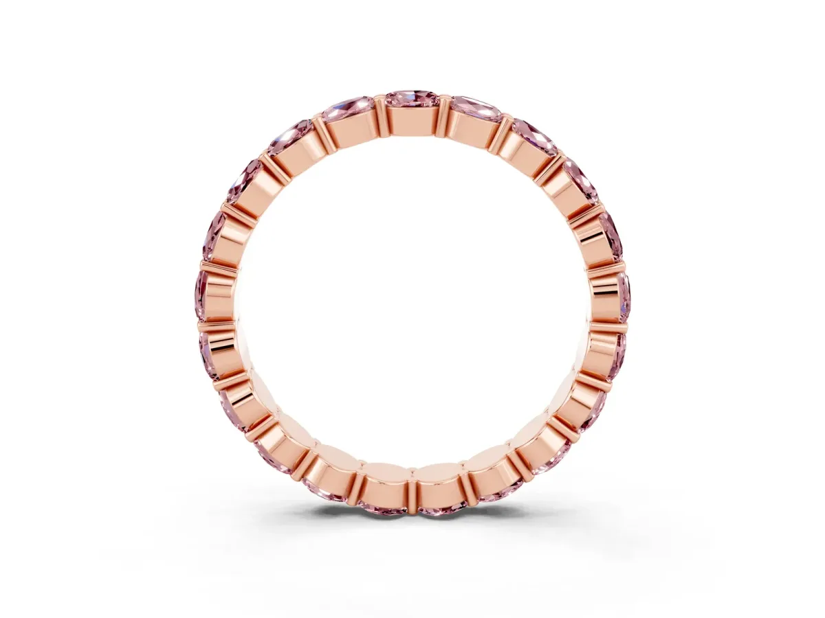 Round Morganite Eternity Band with U-Prong Setting Rose gold