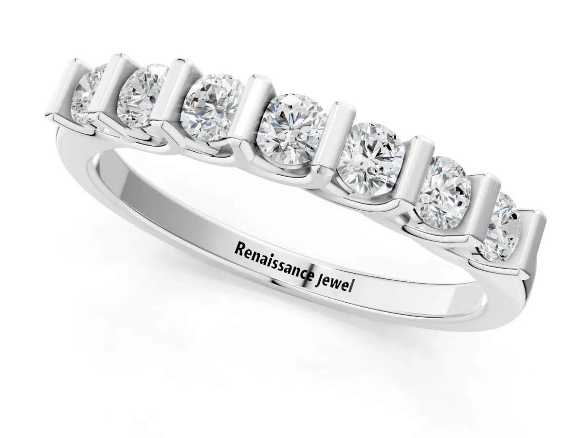 Channel-Set Round Diamond Half-Eternity Band White gold