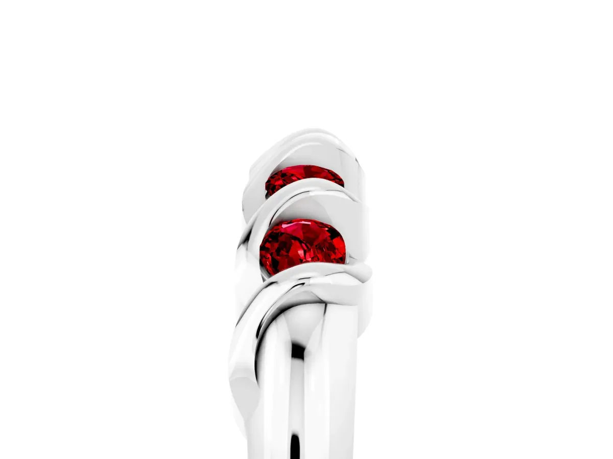 Round Ruby Eternity Band with Twist Prong Setting Silver