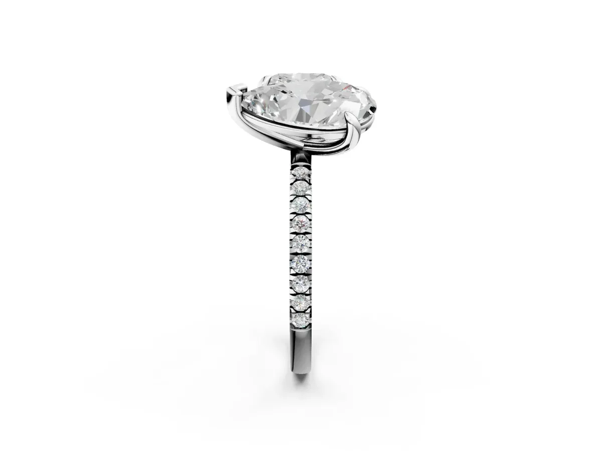 Oval and Cushion Toi Moi Ring with Prong Setting and Micro Pave Band Silver