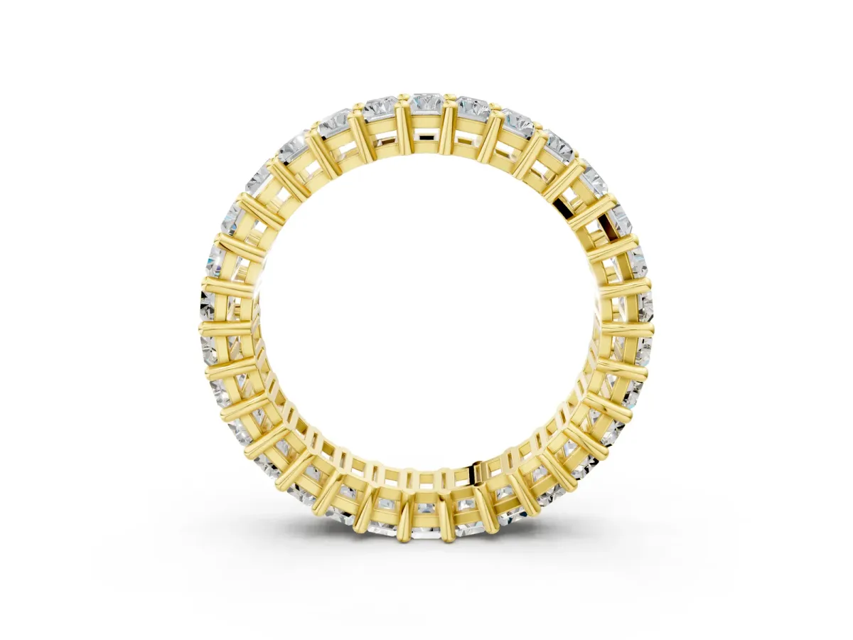 Baguette Cut Eternity Band with Shared Prong Setting Yellow gold