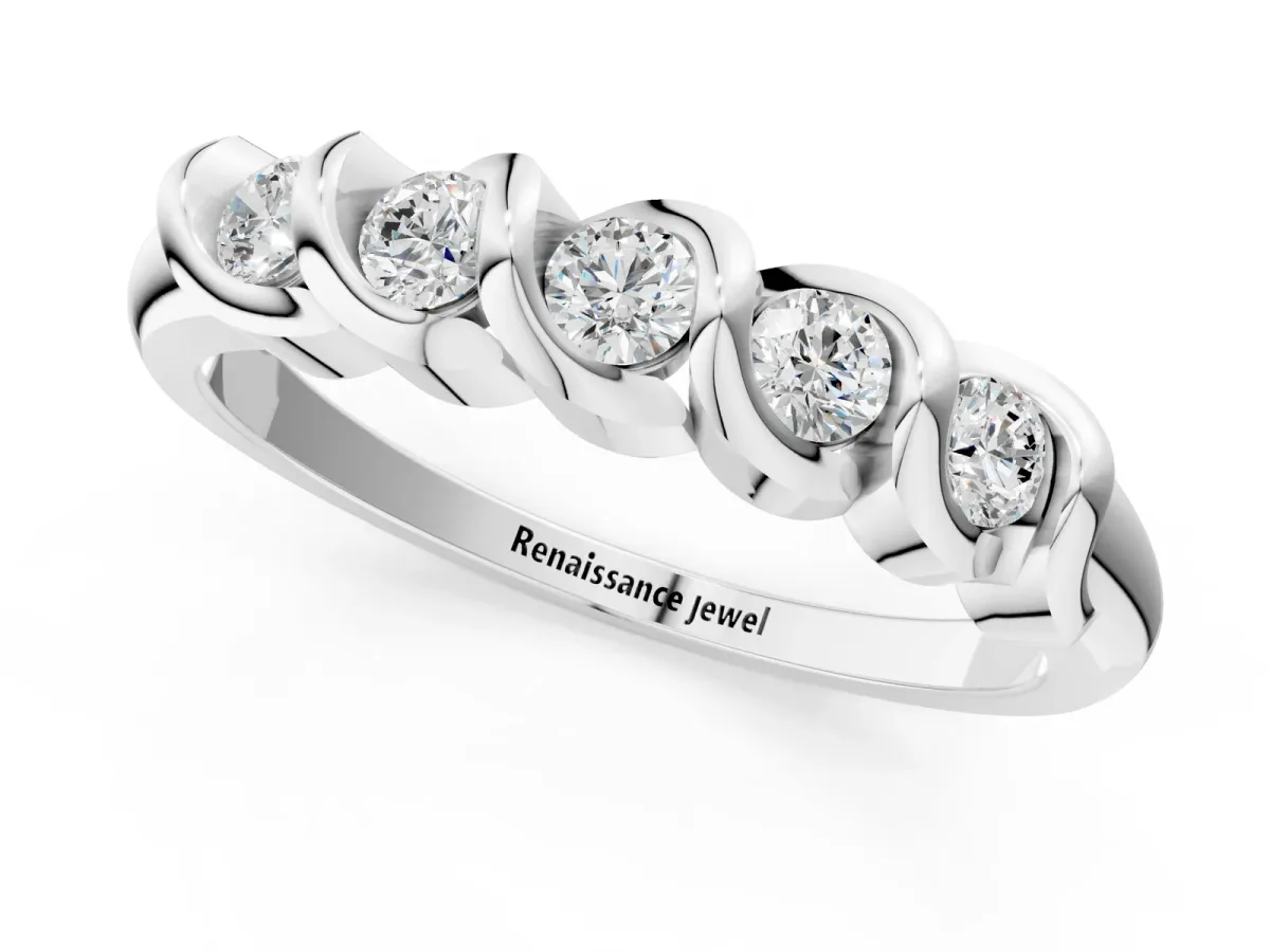 Round Diamond Eternity Band with Twist Prong Setting Platinum