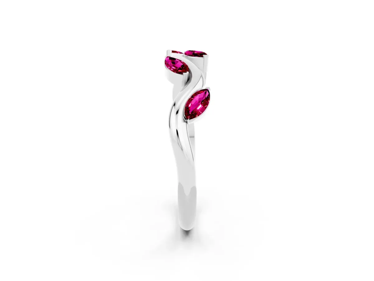 Marquise Garnet Twisted Band with Prong Setting Silver