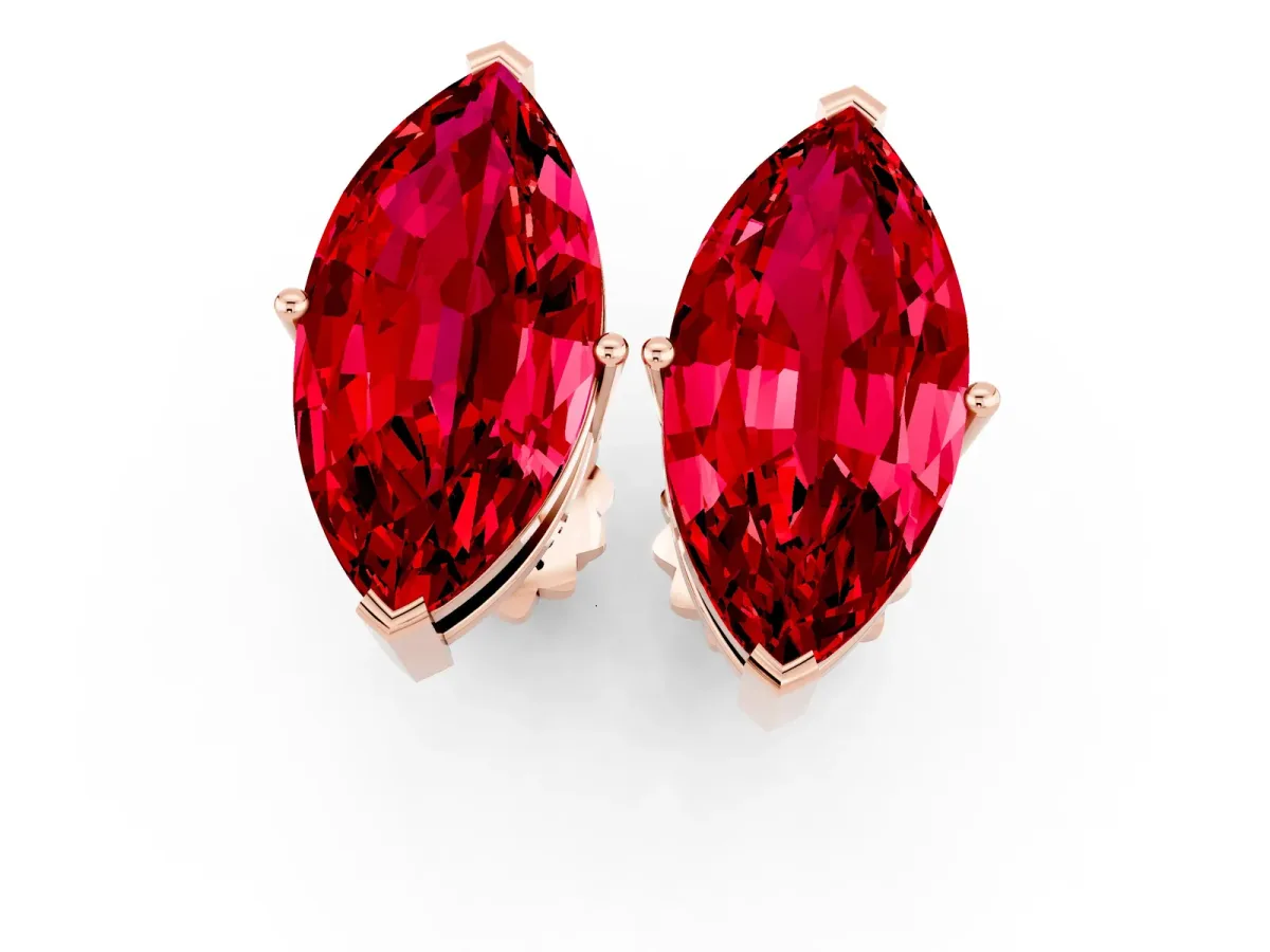Marquise Cut Ruby Stud Earrings Rose gold