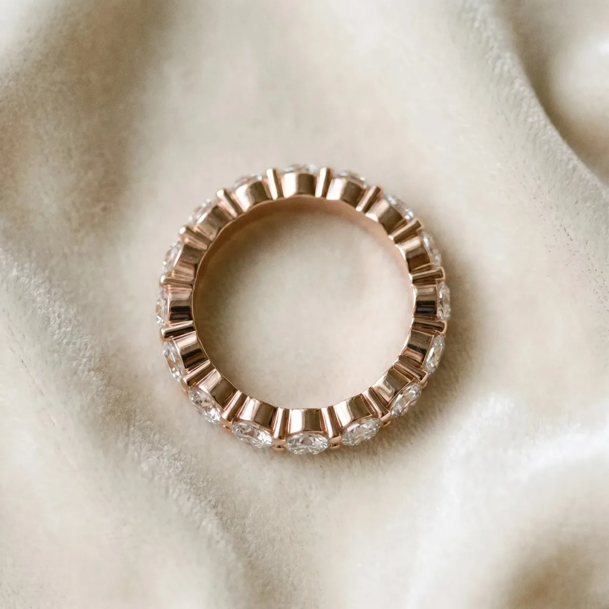 Round Diamond Eternity Band with U-Prong Setting Rose gold
