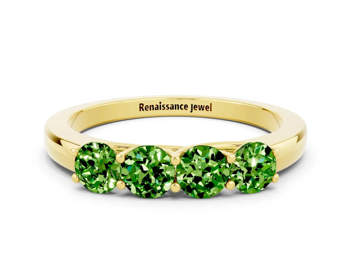 Four-Stone Round Peridot Prong-Set Band Yellow gold