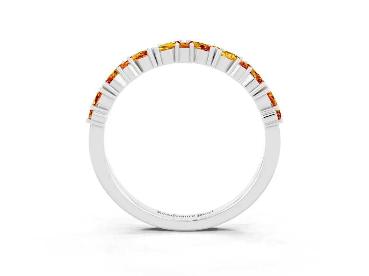 Marquise and Round Citrine Vine Eternity Band with Prong Setting Silver