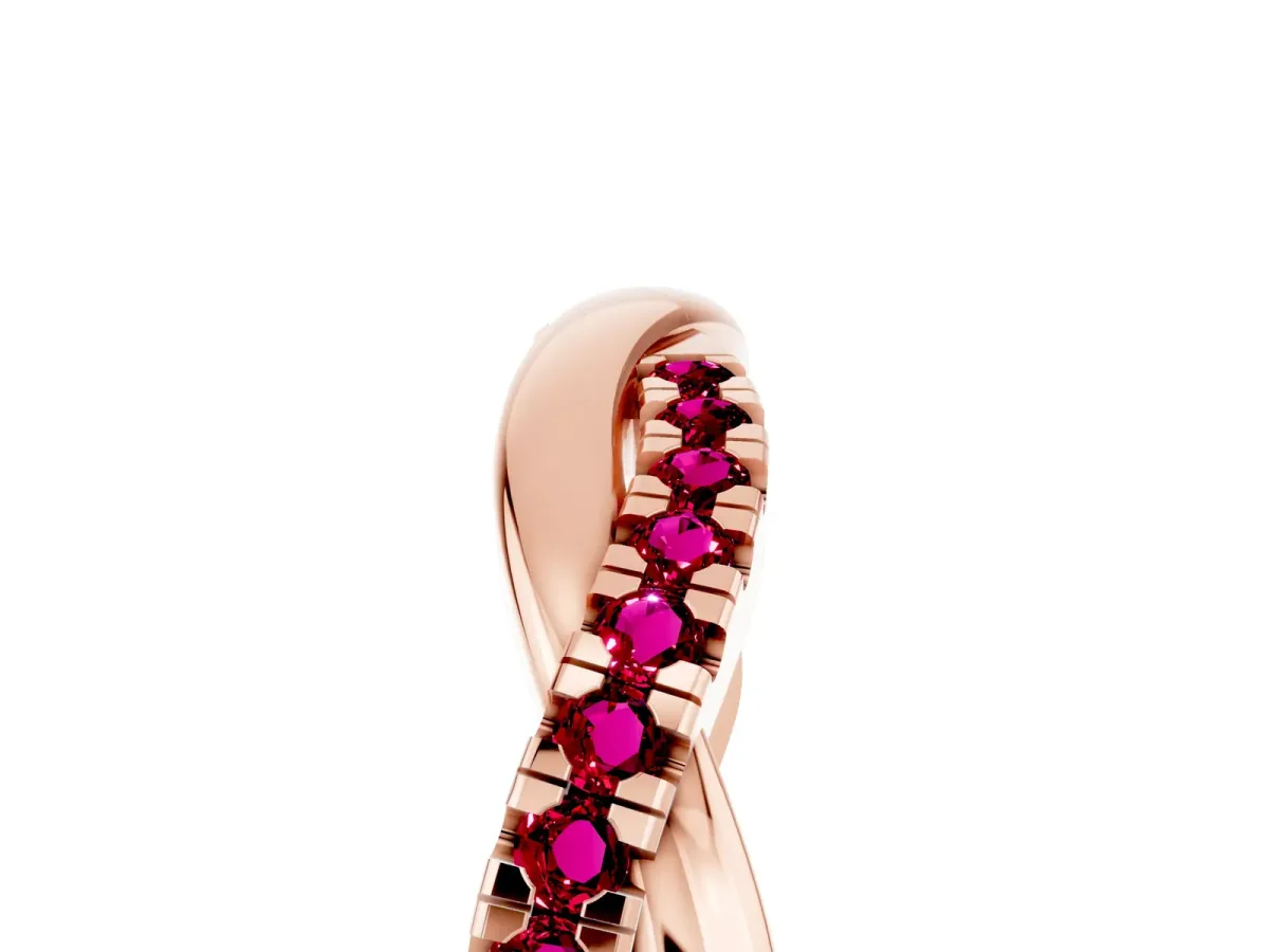 Round Garnet Twisted Infinity Band with Prong Setting Rose gold