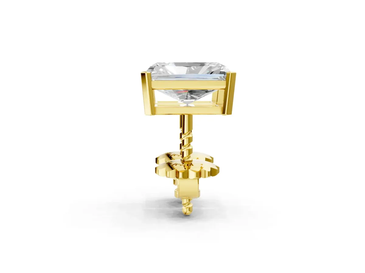 Radiant Cut Diamond Stud Earrings Yellow gold