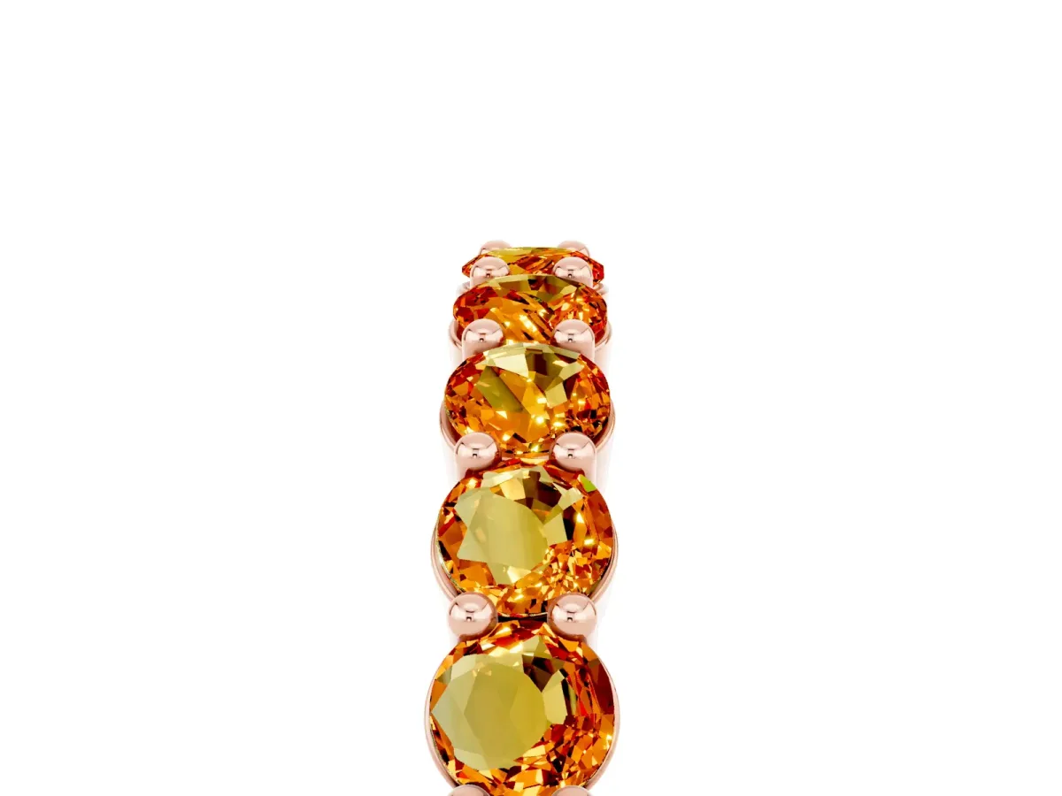 Round Citrine Half Eternity Band with Prong Setting Rose gold