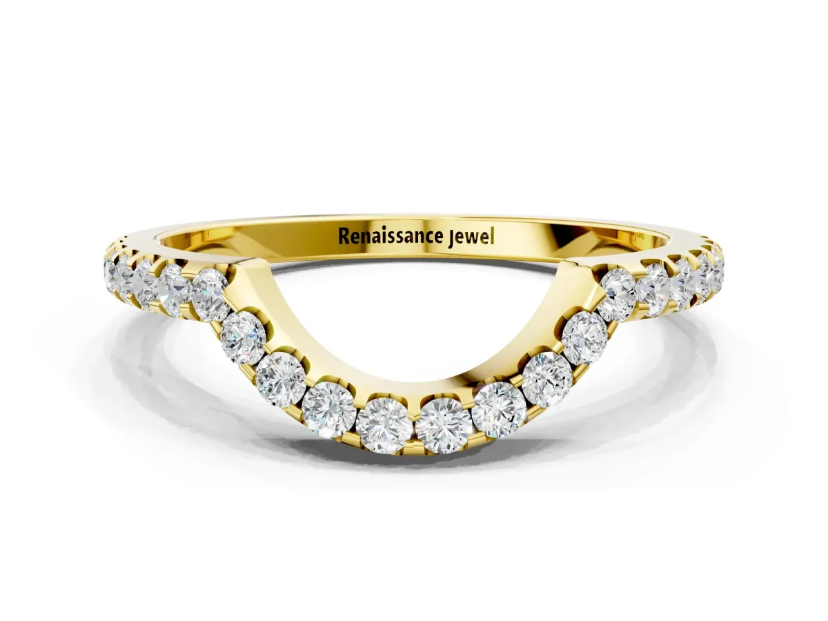 Round Diamond Pavé Curved Eternity Band Yellow gold