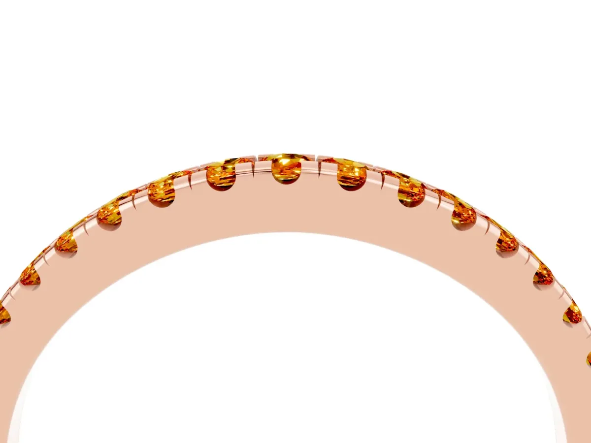 Round Citrine Pavé Half Eternity Band with Shared Prong Setting Rose gold