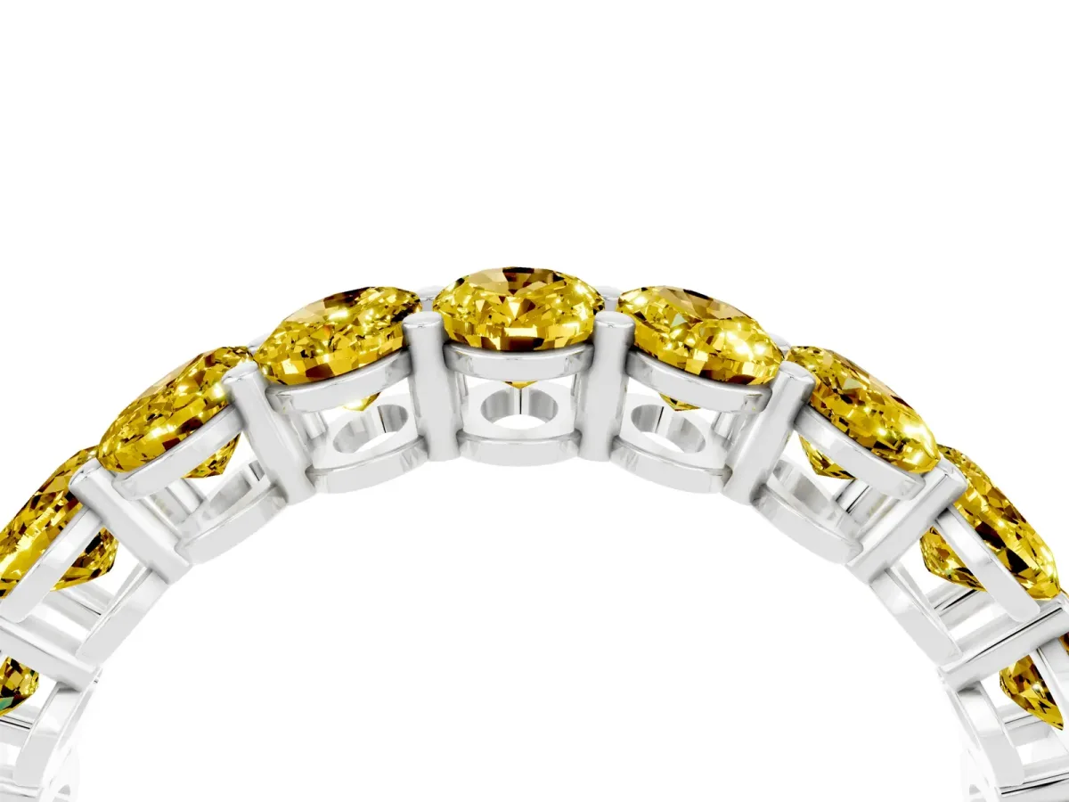 Oval Cut Yellow Sapphire Eternity Band with Shared Prong Setting White gold